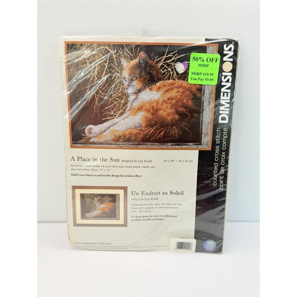 Dimensions A Place In The Sun Counted Cross Stitch Kit 2007 White Orange Cat